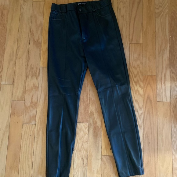 Zara Black Leather Pants - Picture 1 of 6